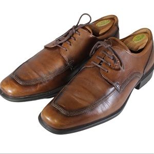 ECCO Apron Toe Derby Open Lacing Genuine Leather Patina Dress Formal Shoe 44